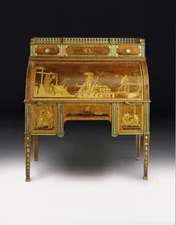 Bureau cylindrique mécanique, les montures attribuées à François Redmond, vers 1777-80