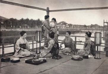 Un repas japonais, vers 1903