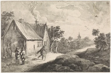 Hameau de paysans avec figures