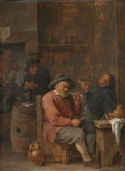 Paysans fumant dans une auberge