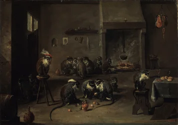 Singes dans la cuisine, années 1640