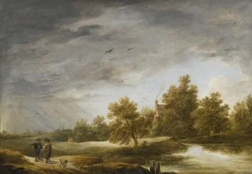 Paysage de rivière avec arc-en-ciel