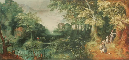 Paysage avec chasseurs