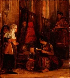 Sept figures dans une église