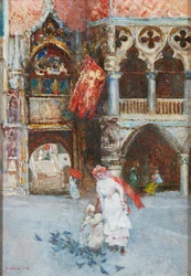 Nourrir les pigeons, place Saint-Marc, Venise