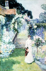 Soigner les roses dans un jardin du Cheshire