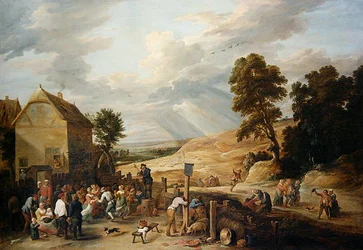 Danse campagnarde devant une auberge