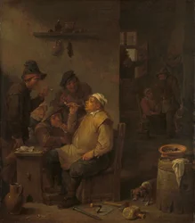 Mason fumant avec des compagnons dans une taverne