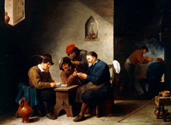 Paysans jouant aux cartes dans un cottage, c.1644-45