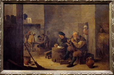 Fumer dans une auberge. XVIIe siècle. Soleil. 0,4 x 0,62 m. Madrid, musée du Prado