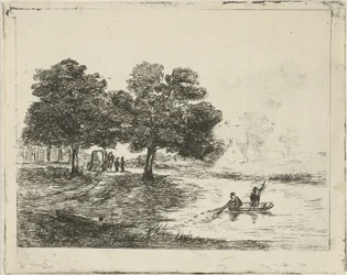 Paysage avec des pêcheurs