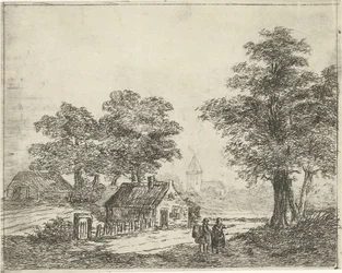 Paysage avec promeneurs