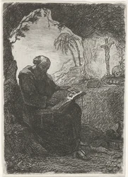 Moine dans une grotte
