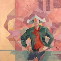 Robert Filliou 32, 2024 (huile sur lin)