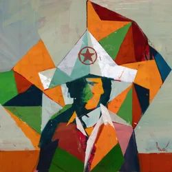Robert Filliou 35, 2024 (huile sur lin)