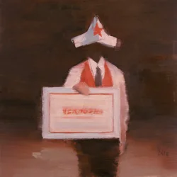 Robert Filliou 36 (Verboden), 2024 (huile sur lin)