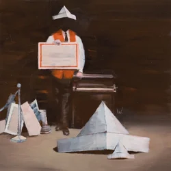Robert Filliou 37 (Van Laack), 2024 (huile sur lin)