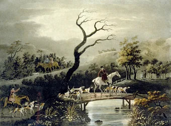 Nuit, chasse au renard (gravé par J.H. Clarke et F. Jeakes)