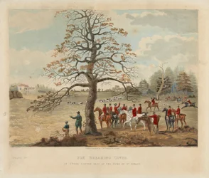 [Chasse au Renard] ensemble de quatre : (2) Renard Sortant de sa Cachette / À Upper Gatton, Siège du Duc de St. Alban