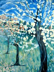 Fleurs de pommier, 2020 (acrylique sur toile)