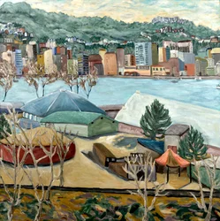 Vue hivernale des chênes, 2019 (acrylique sur toile)