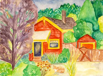 Maison rouge, 2016 (aquarelle)