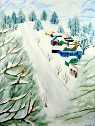 Village Snow, 2014, acrylique sur toile