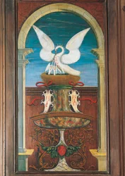Fontaine peinte par Defendente Ferrari, sur la partie arrière du chœur du 16ème siècle, Église de Saint-Jérôme, Biella