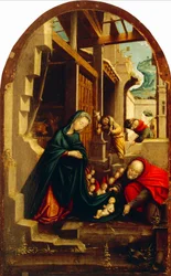 Nativité avec anges et bergers adorants