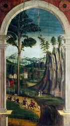Perspective peinte par Defendente Ferrari, sur la partie arrière du chœur du 16ème siècle, Église de Saint-Jérôme, Biella