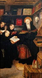 Saint Augustin enseignant aux ermites, par Defendente Ferrari, panneau
