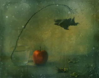 Nature morte aux pommes rouges mélancoliques