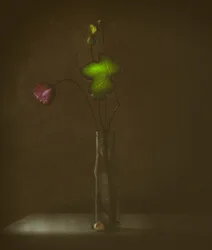 Fleur et feuille en silence