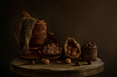 Nature morte rustique aux noix