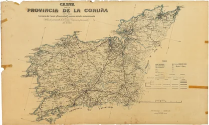 Carte de la province de La Corogne avec les routes de l