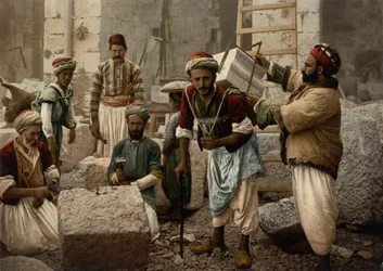 Tailleurs de pierre, Jérusalem, vers 1890-1900