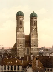 Frauenkirche, Munich, Bavière, Allemagne, impression photochrome, vers 1900