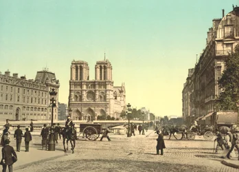Notre-Dame et le pont Saint-Michel, Paris, France, c.1900