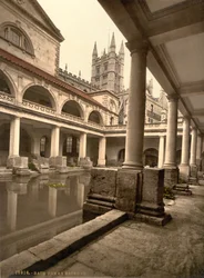 Bains romains et abbaye, Bath, vers 1890-1900 (tirage photochrome)