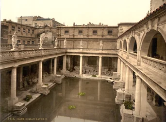 Bains romains et abbaye, Bath, vers 1890-1900 (tirage photochrome)