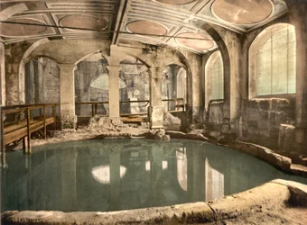 Bains romains et abbaye, Circular Bath, Bath, vers 1890-1900 (tirage photochrome)