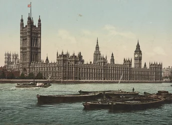 Houses of Parliament depuis la rivière, Londres, c.1890-1900