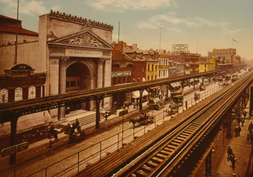 The Bowery, New York, vers 1900 (photochromie)