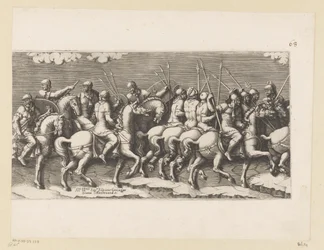 Défilé de cavaliers armés (partie centrale)