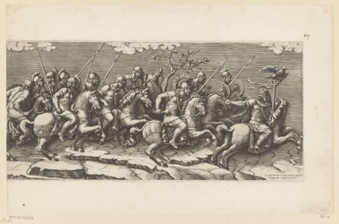 Défilé de cavaliers armés (partie droite)