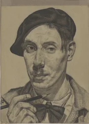 Autoportrait avec crayon à la main