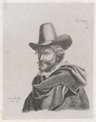 Portrait de Pierre Paul Rubens avec manteau et chapeau haut