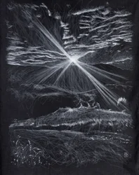 Rétro-éclairage de la route des montagnes, 2024 (acrylique sur tissu)