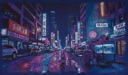Stimuli sur une avenue à HK, 2025 (acrylique, encre et crayon sur tissu)
