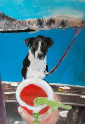 Roma out of scale look at the clamato, 2018 (peinture acrylique sur photo imprimée)